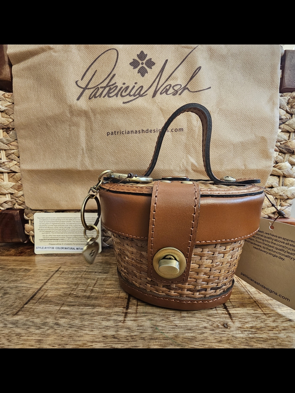 NWT Patricia Nash Mini Caselle Specialty Woven Bag with Dust Cover